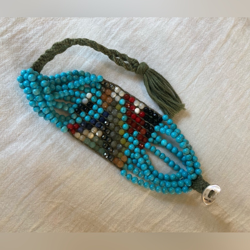 Chan Luu Sterling Silver 925 Turquoise Beads & Multi Colored Agate Bracelet‎ - Picture 11 of 14